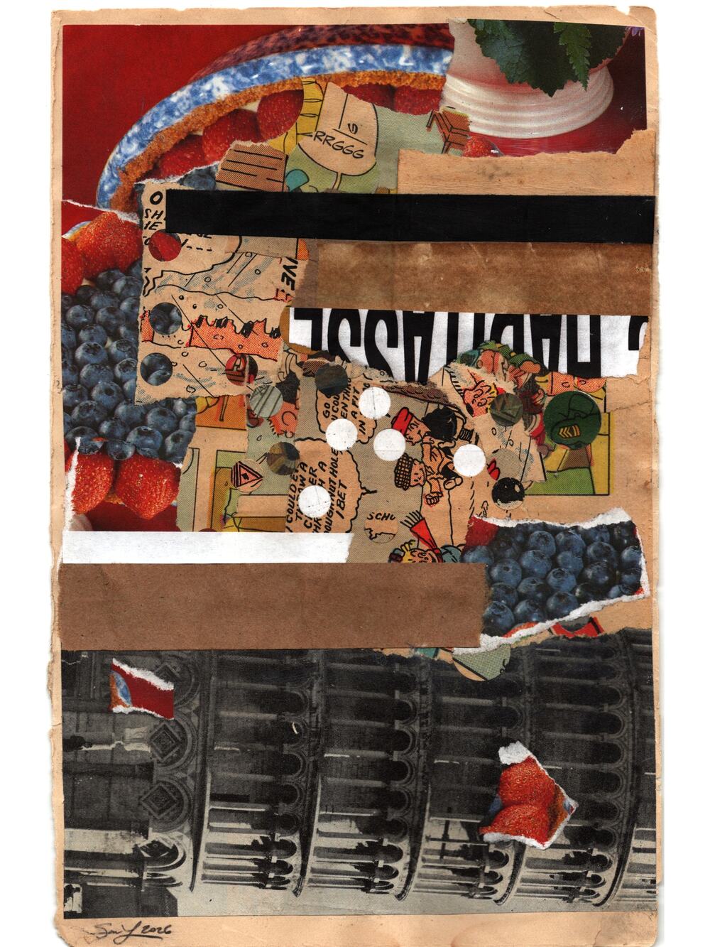 Original Mixed Media Modern Art Collage "Soricident" 6.25x10" Signed